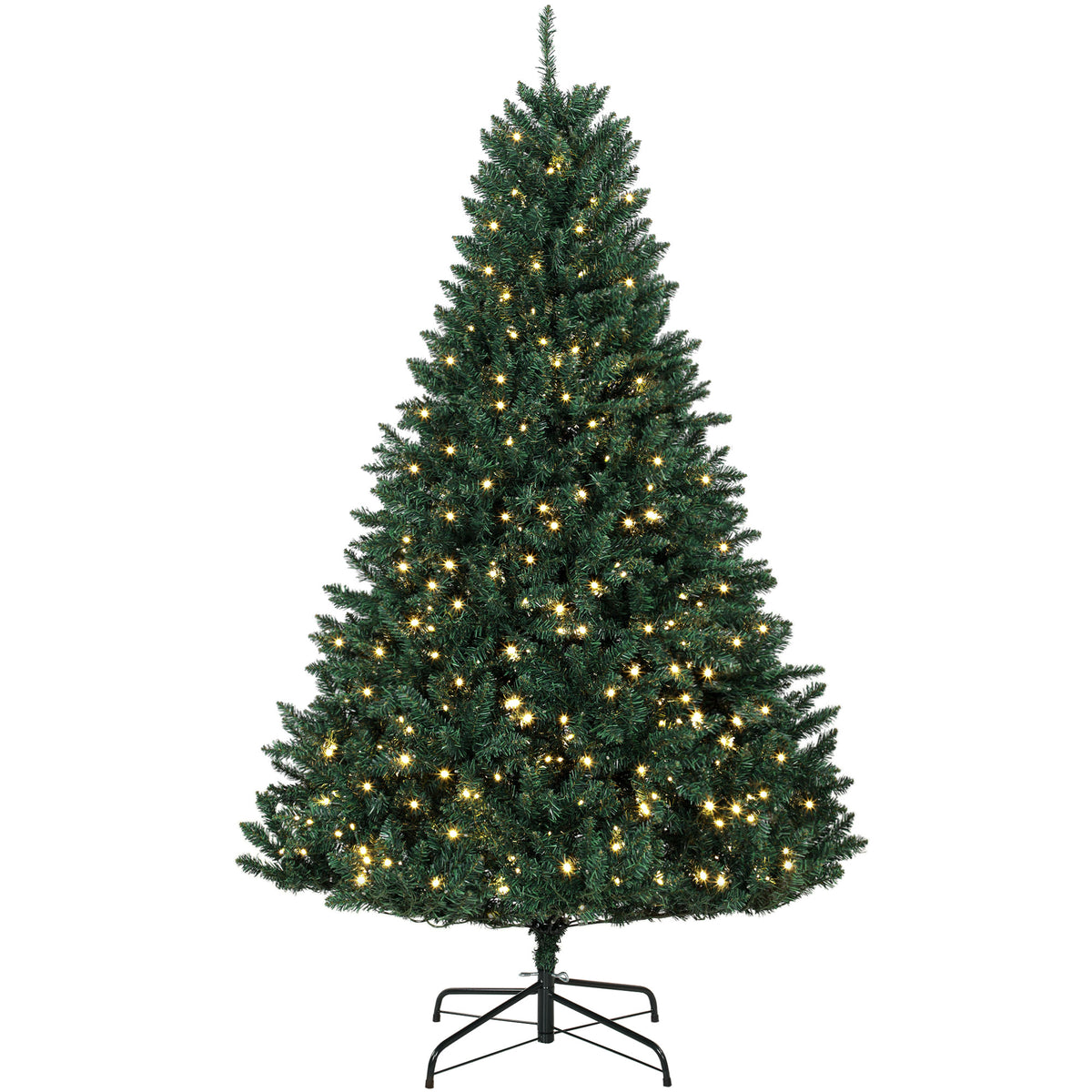 Kerstboom, 550 warmwitte leds, 1494 takken, vlamvertragend, kunststof/metaal, 180 x 112 cm, groen