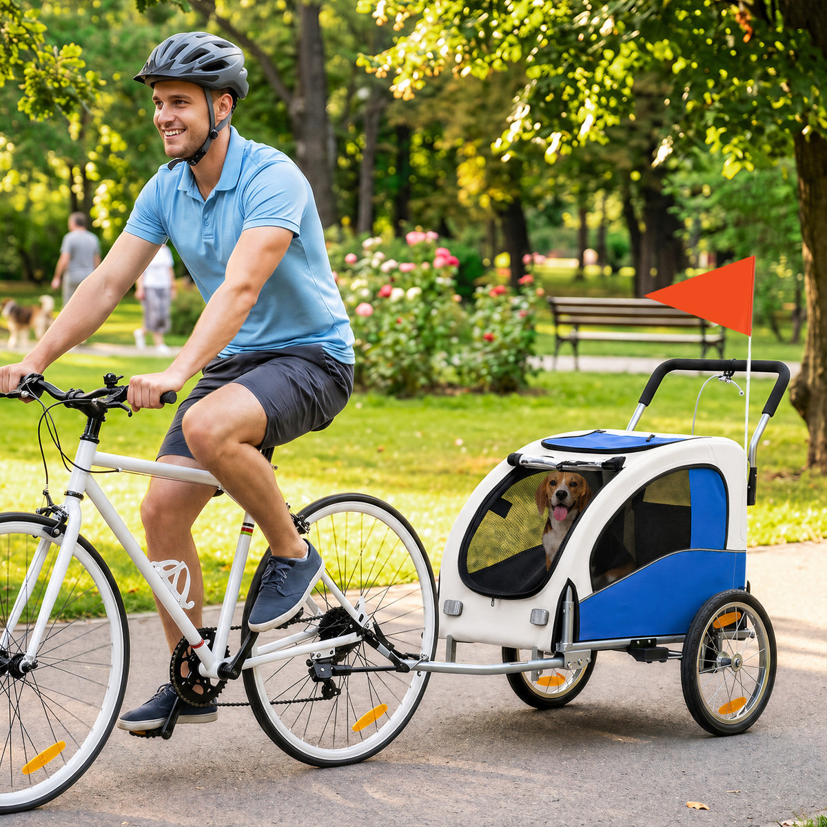 2-in-1 hondenfietskar, opvouwbare hondenbuggy voor kleine & middelgrote honden tot 20 kg, lichtgrijs (2)