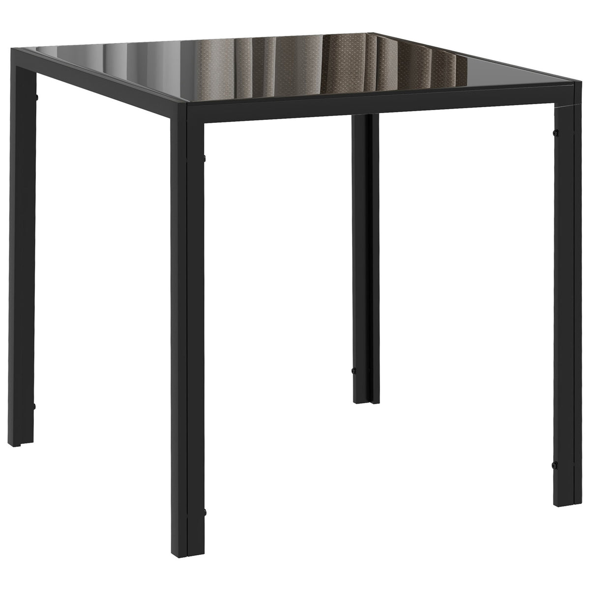 Vierkante eettafel voor 4 personen, tafelblad van gehard glas, voor keuken en eetkamer, 75 x 75 x 75 cm, zwart