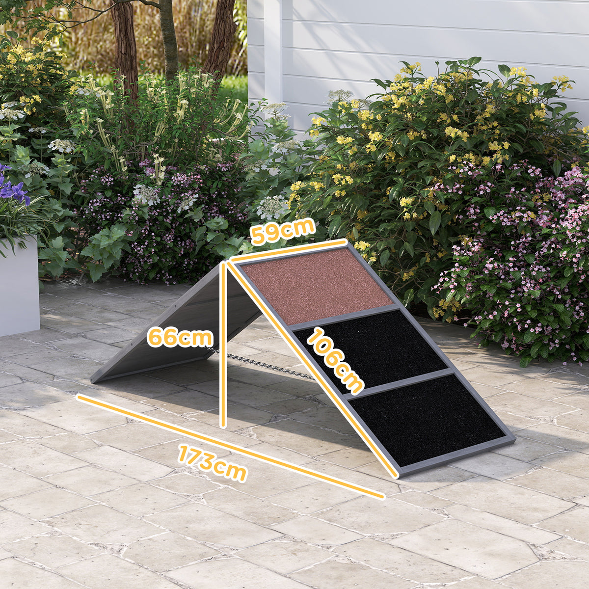Hondensporthelling, hondensporttoestel, A-vormig frame, antislipoppervlak, 173 x 59 x 66 cm, grijs (3)