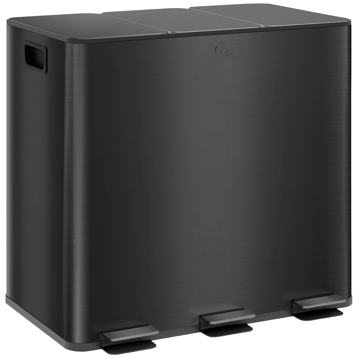 Afvalbak met 3 x 15L vakken, geurwerend deksel, vingerafdrukbestendig, soft-close, uitneembaar, zwart