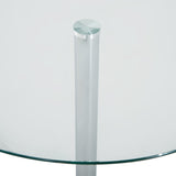 Ronde eettafel met glazen blad, metalen onderstel, zilverkleurig (8)