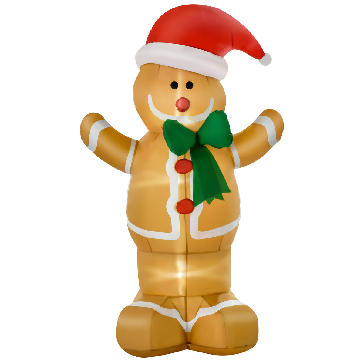 Opblaasbare kerstdecoratie 1,83 m peperkoekman met strik, 3 leds, interne ventilator tuindecoratie