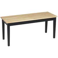 Moderne zitbank voor 2 personen, houten bank, massief hout, gelakt, natuur + zwart