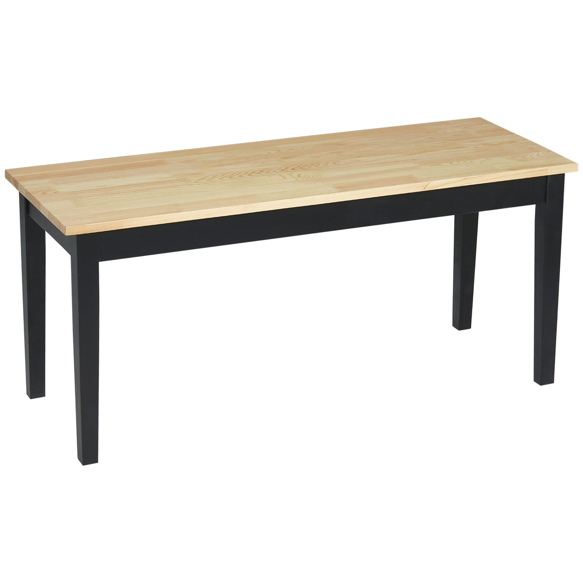 Moderne zitbank voor 2 personen, houten bank, massief hout, gelakt, natuur + zwart