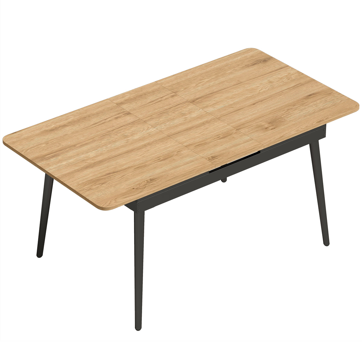 Uitschuifbare eettafel 130-160 cm, keukentafel met afgeronde hoeken, eiken