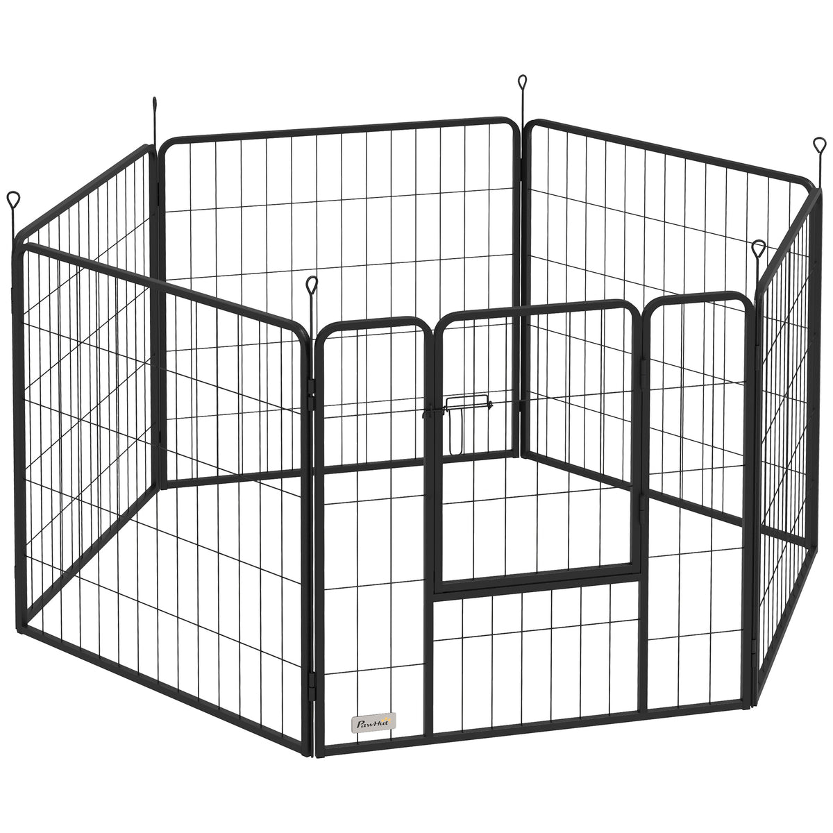 Hondenhek, huisdierenren, 6 panelen, staal, inklapbaar, grijs