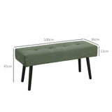 Gestoffeerde bank met ribfluwelen bekleding, bedbank met metalen poten, schoenenbank 100 x 36 x 45 cm groen (3)