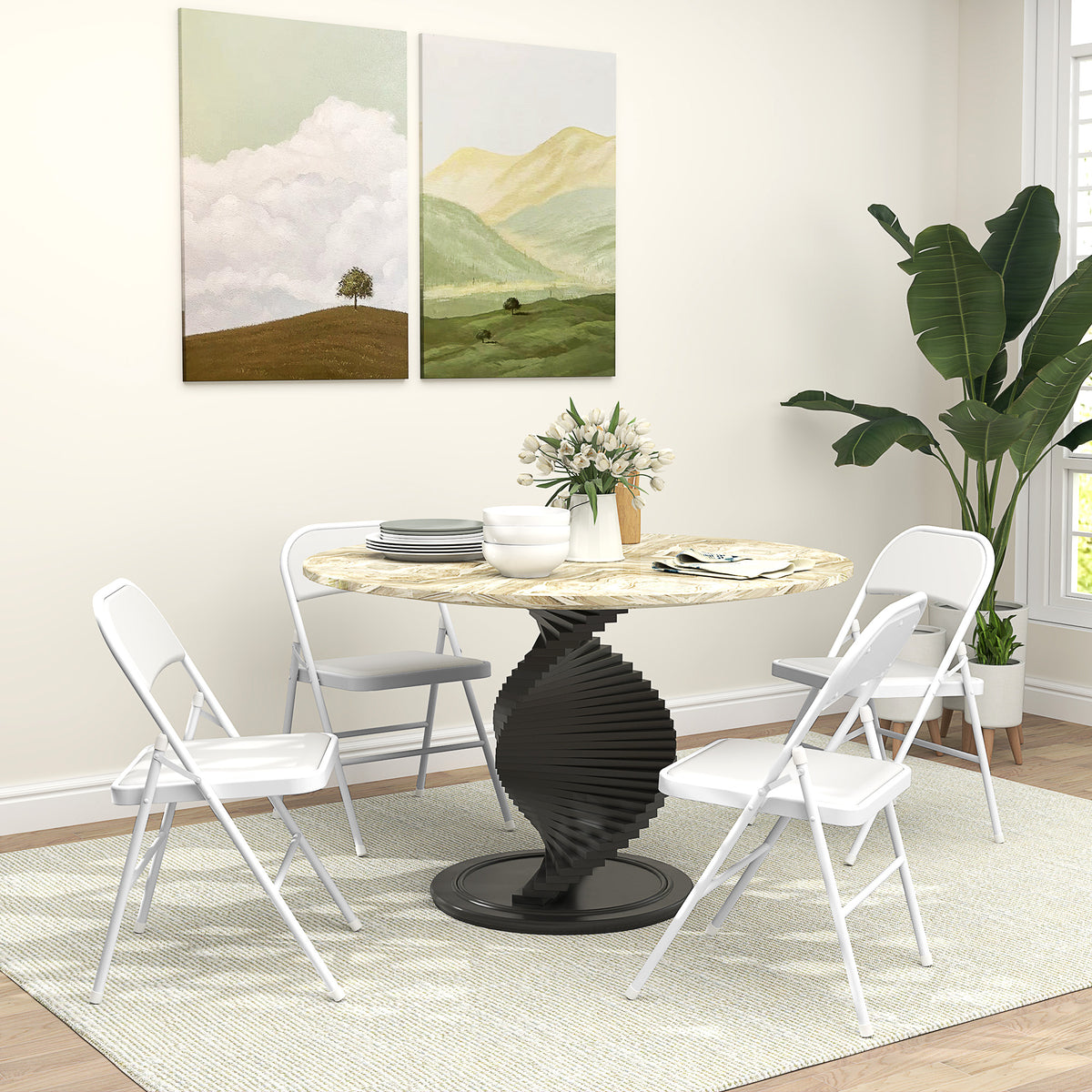Set van 4 klapstoelen, draagbare bureaustoelen, metalen poten, klapstoel voor kantoor, receptie, wachtkamer (2)