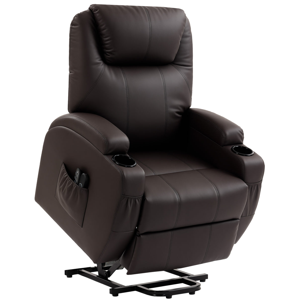 Sta-opstoel, relaxfauteuil met sta-opfunctie, incl. afstandsbediening, bekerhouder, verstelbare rugleuning