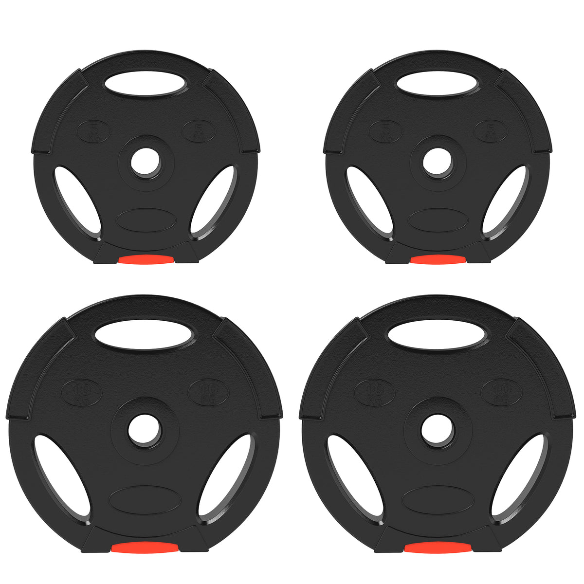 4-delige gewichtsschijvenset voor training, sportschool, thuistraining, krachttraining, 2 x 10 kg en 2 x 5 kg