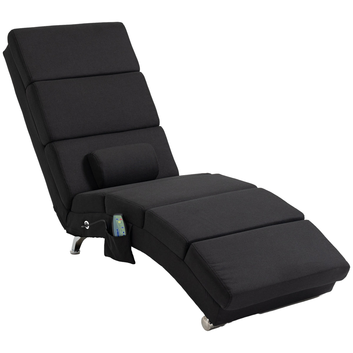 Massagestoel, relaxfauteuil, ligstoel met 8 vibratiepunten, 5 standen, 56 x 168 x 84 cm, zwart