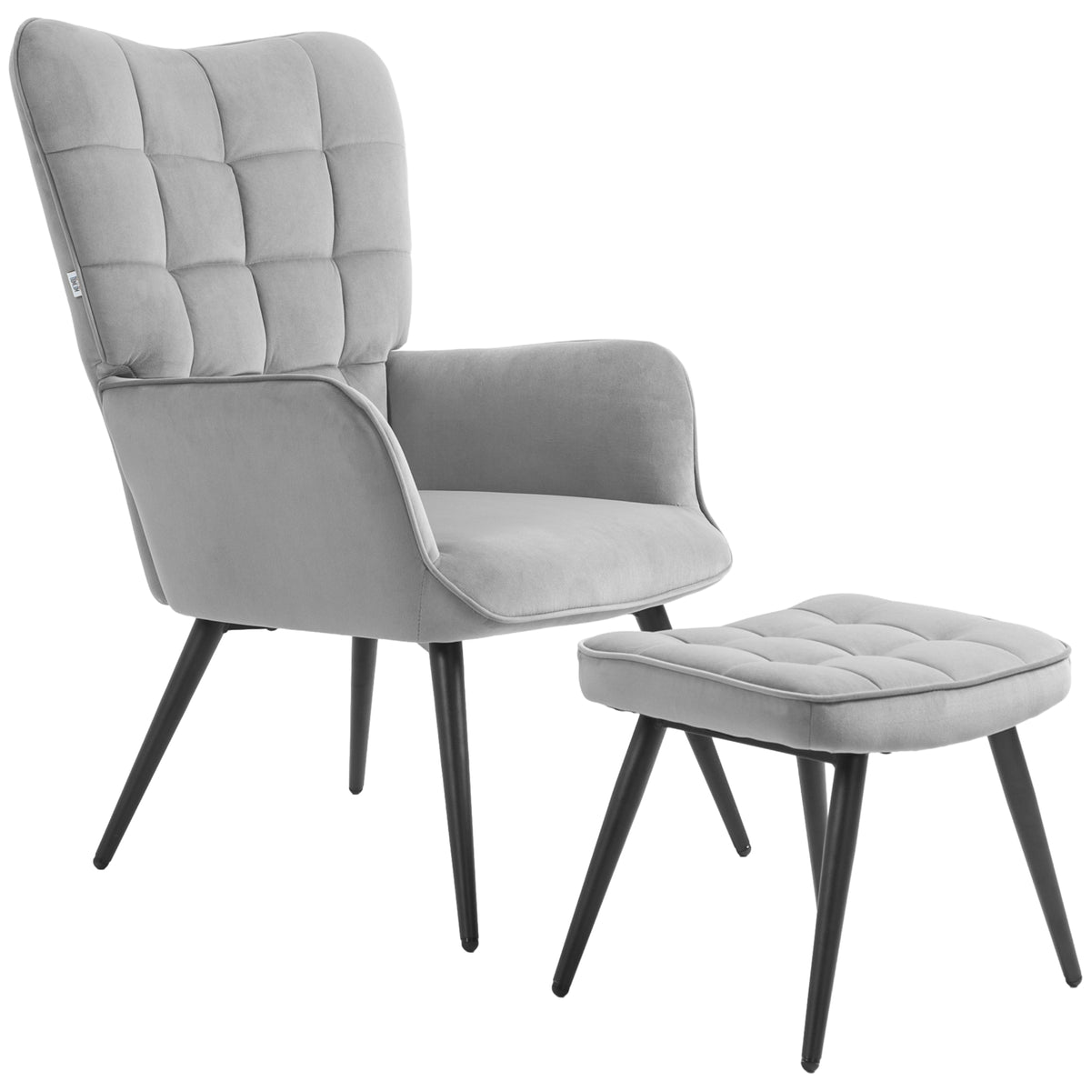 Relaxfauteuil met voetenbank tot 120 kg fauteuil met voetensteun, 2-delige set, grijs