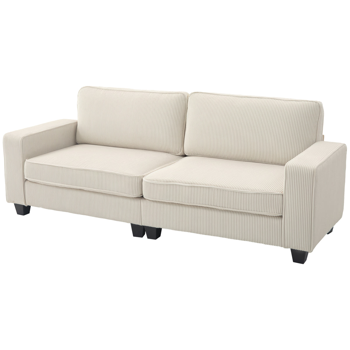 3-zitsbank met ribstof bekleding, woonkamerbank met binnenvering, tot 400 kg, 227 x 84 x 87 cm, crèmewit