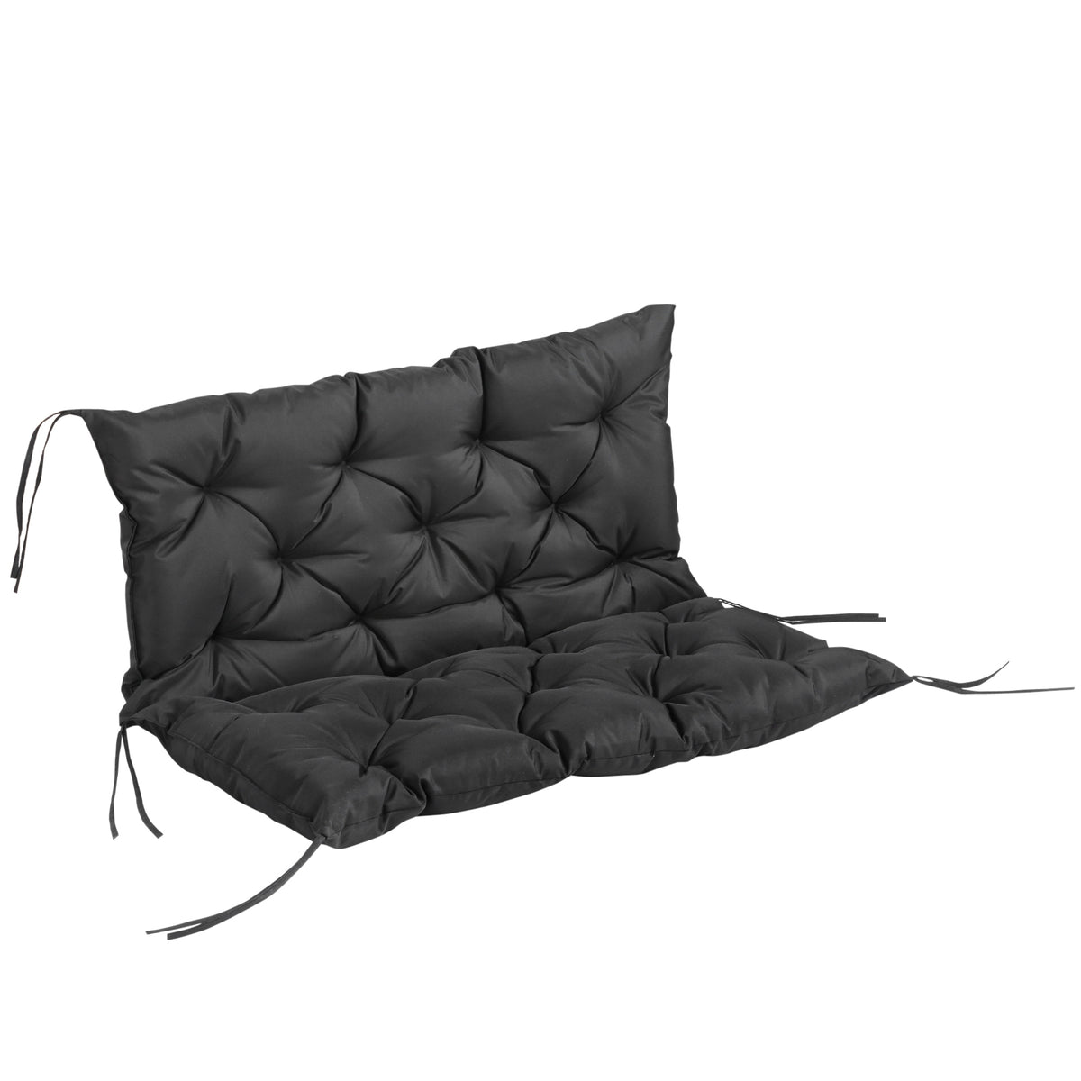 3-zits bankkussen 100x98x8 cm bankkussen met linten, bankkussen voor tuinmeubels schommelbank, zwart