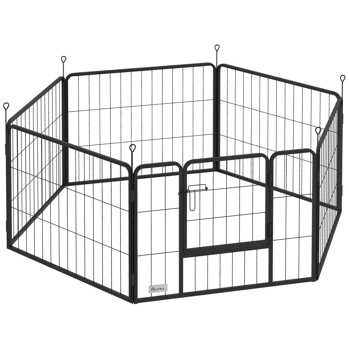 Hondenhek, huisdierenren, 6 panelen, staal, inklapbaar, grijs