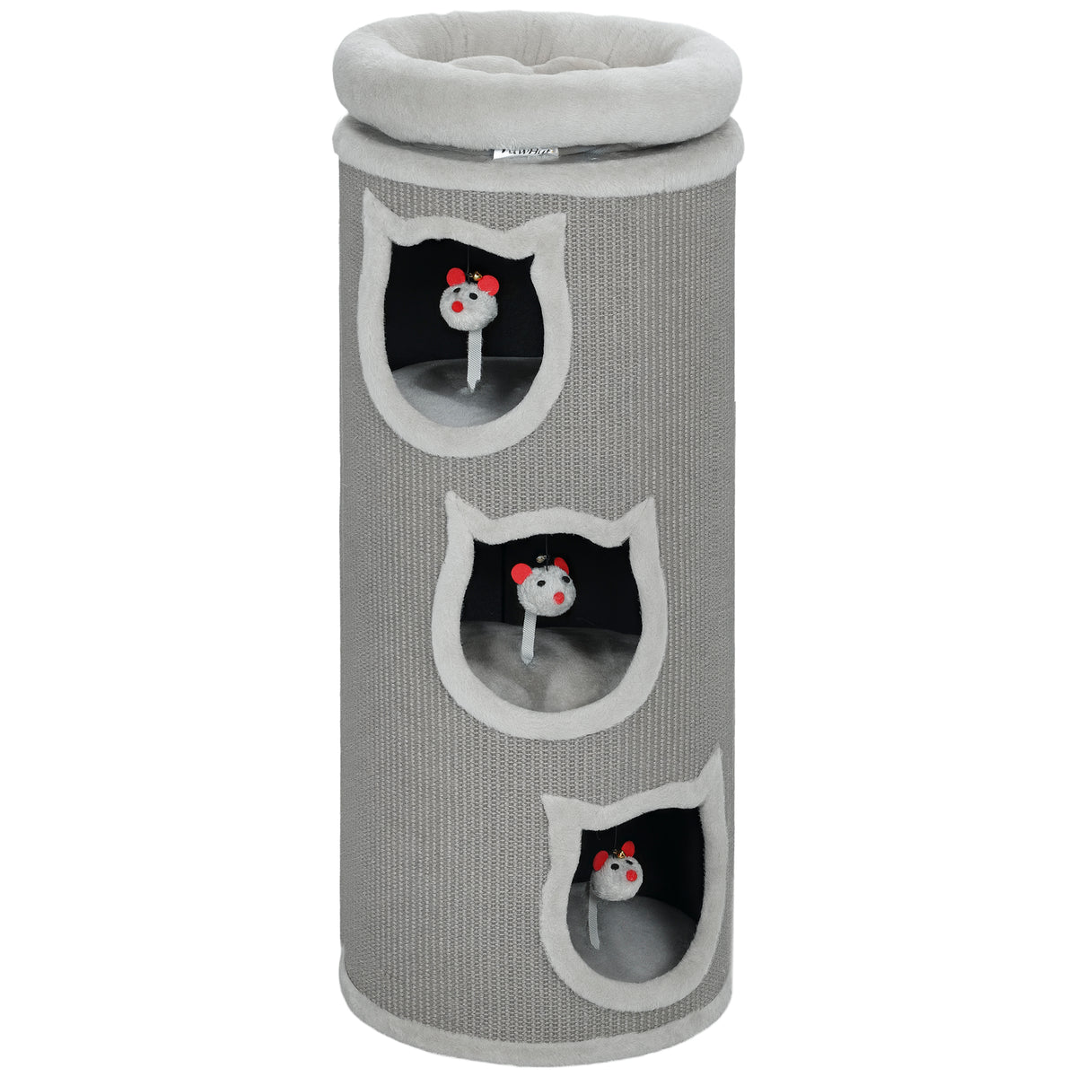 Krabton voor katten, 96 cm, 4-laagse kattentoren met wasbaar bed, 3 slaapgrotten, hangend speeltje, voor