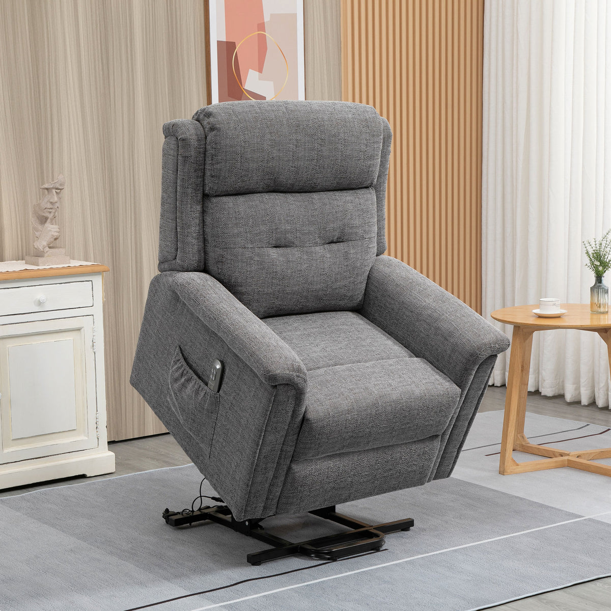 Relaxfauteuil met sta-op-hulp incl. afstandsbediening, voetensteun, staal, grijs (2)