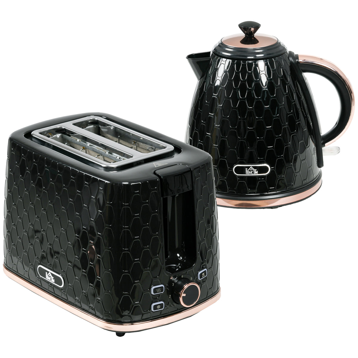 Waterkoker- en broodroosterset, 1,7 L, verschillende modi, led-indicatoren, zwart