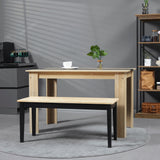Moderne zitbank voor 2 personen, houten bank, massief hout, gelakt, natuur + zwart (8)