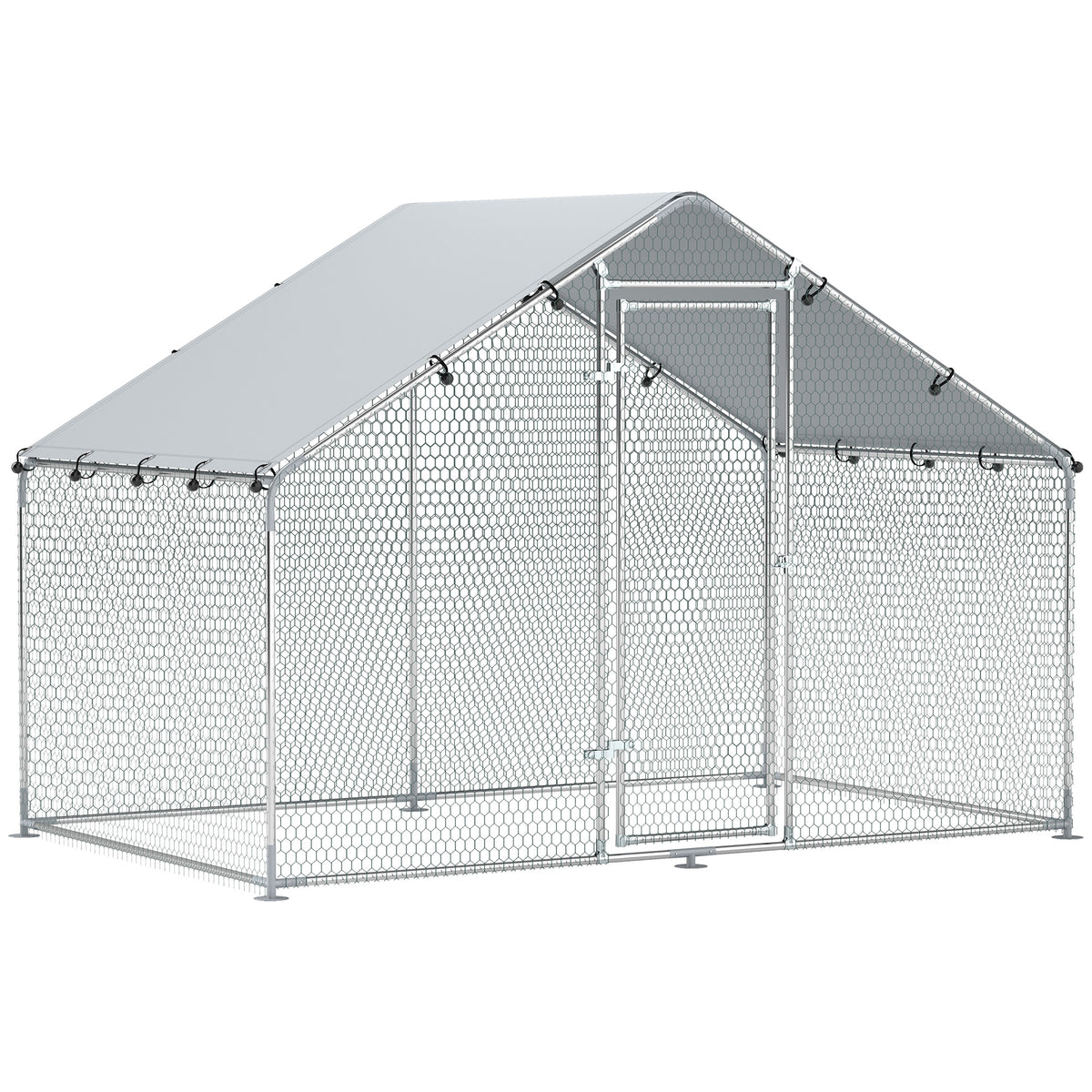 Kippenren voor 5-8 kippen, dakzeil, afsluitbare deur, stalen frame, 5,1 m², 3 x 1,7 x 1,9 m