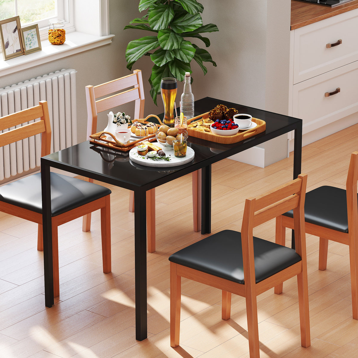 Eettafel keukentafel grote tafel, modern design, 120 cm x 60 cm x 75 cm, zwart (2)