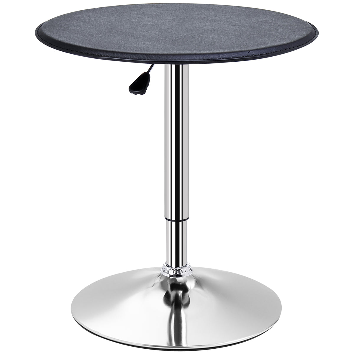 Bartafel, in hoogte verstelbaar, kunstlederen bekleding, vintage design, zwart + zilver