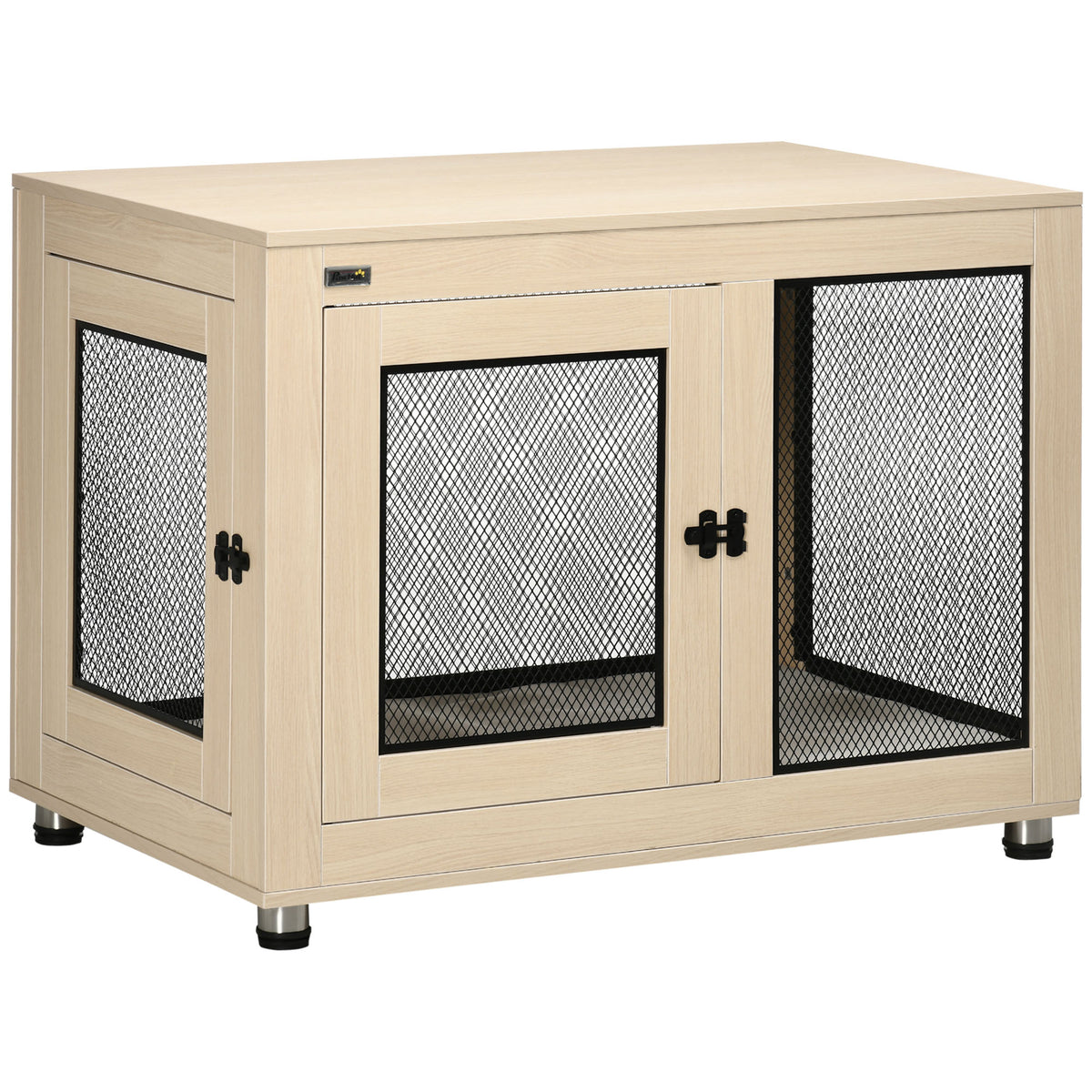 Hondenbench hondenkooi, modern design, afsluitbaar, 2 deuren, 94 cm x 60 cm x 71,5 cm, natuur + zwart