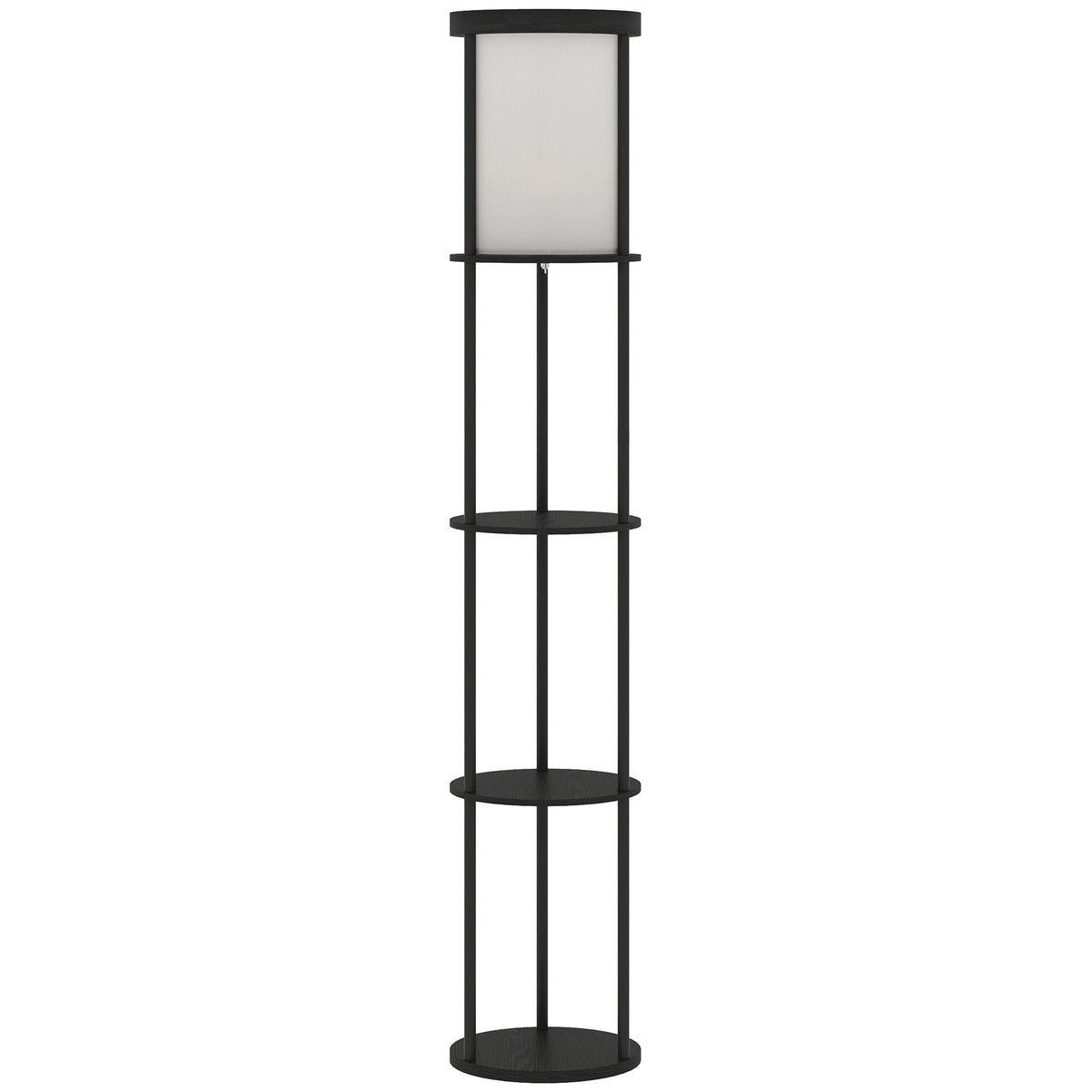 Vloerlamp met 3 planken, rond design, afstandsbediening, voetschakelaar, instelbare lichtwarmte, voor woonkamer