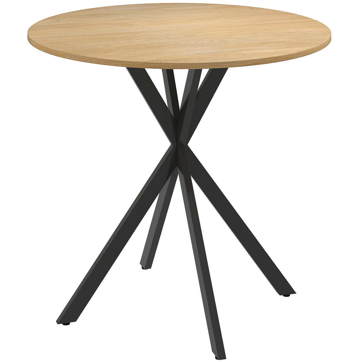 Ronde keukentafel, 80 cm, compact tafelblad, spaanplaat, metaal, wit eiken+zwart