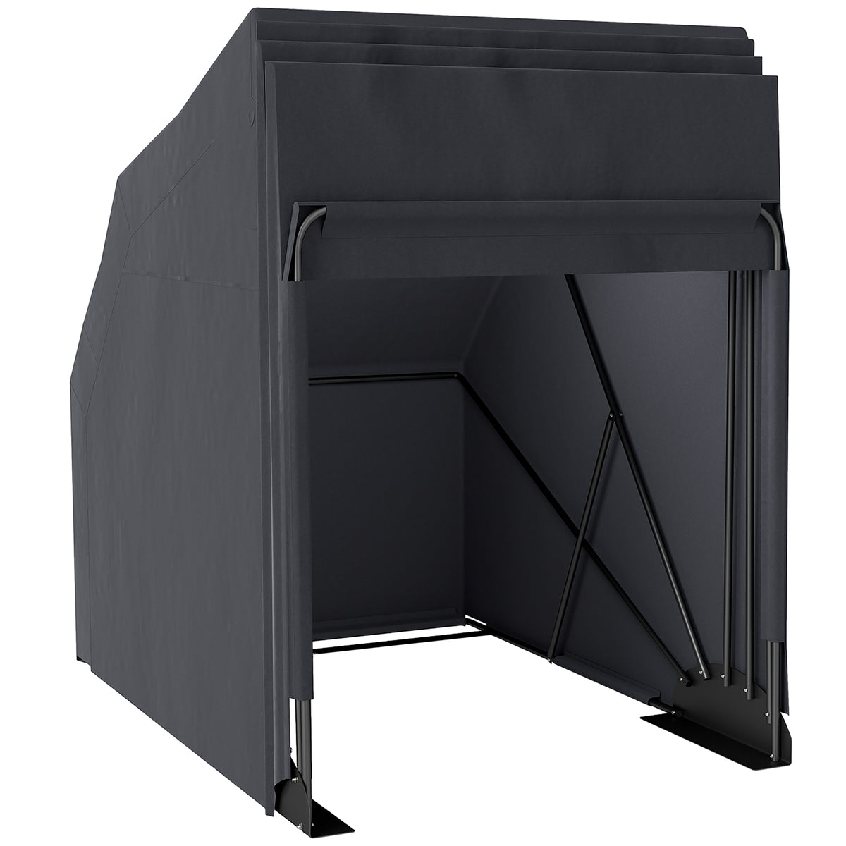 Motorhoes voor motorfiets opvouwbaar outdoor motorhoes waterdicht wintervast XXL 345cmx135cmx191cm zwart