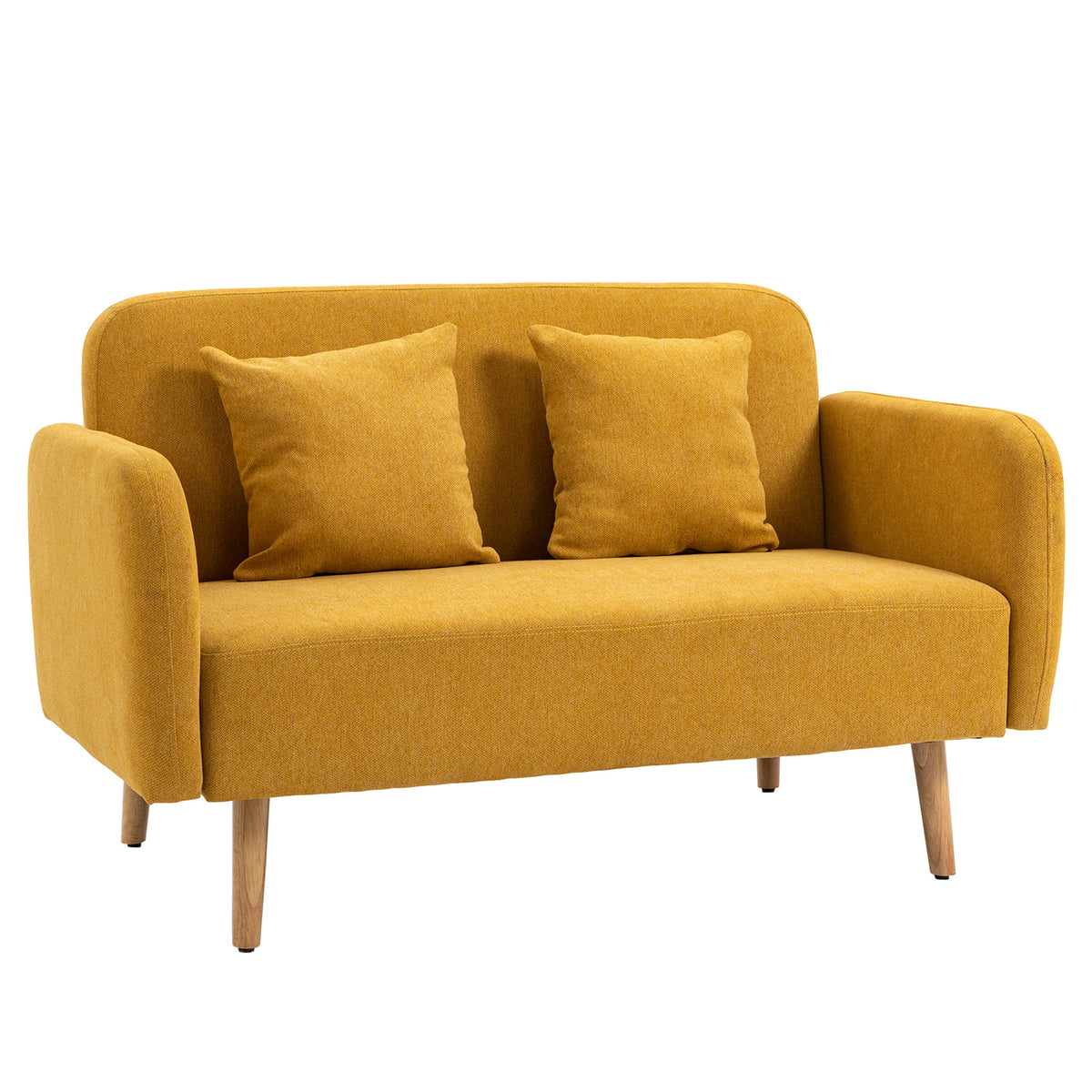 2-zitsbank met 2 sierkussens, kleine loveseat met fluwelen bekleding, moderne gestoffeerde bank voor woonkamer