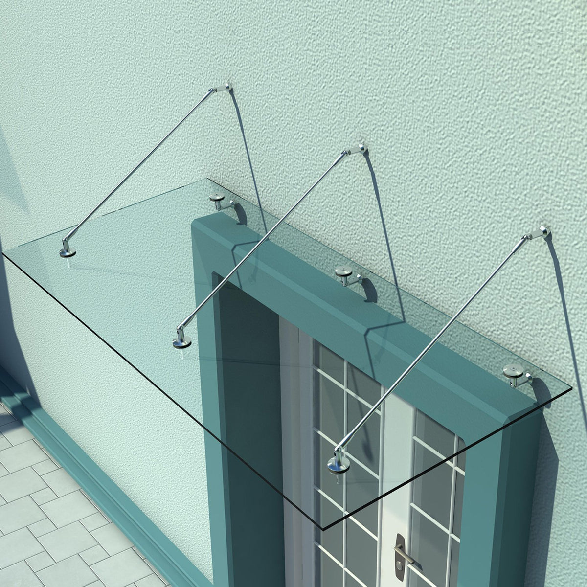 Luifel glazen luifel deurafdak gehard glas (VSG) roestvrij staal helder glas 200x90cm (2)