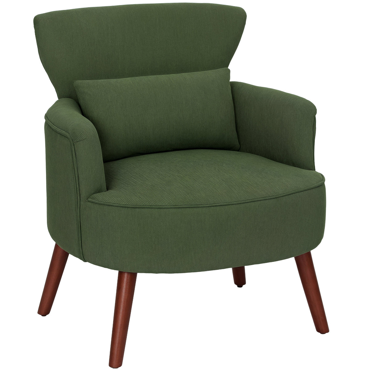 Moderne fauteuil, gestoffeerde accentstoel met lendenkussen, groen