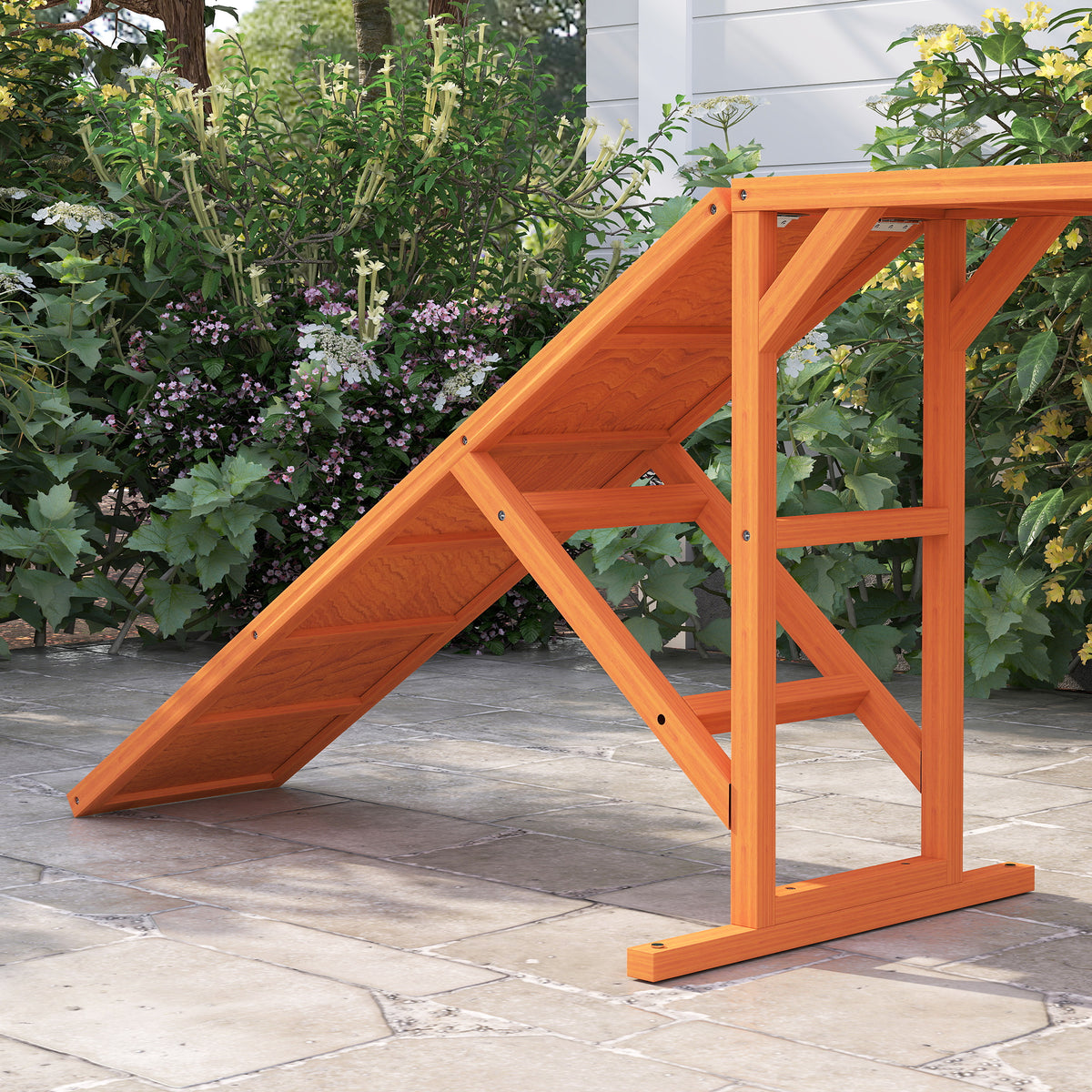 Agility hondenhelling, parcours, antislip, weerbestendig, hout, 335 x 55 x 60 cm, oranje (8)