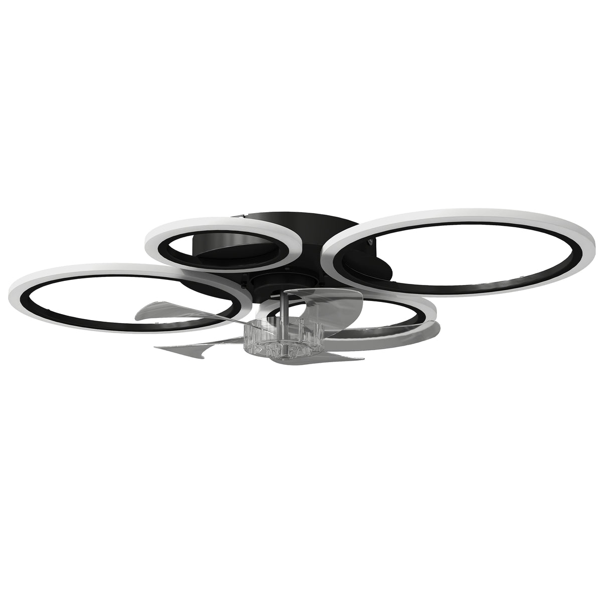 Plafondventilator met licht en afstandsbediening, 77 cm led-plafondventilator met 3 lichtkleuren, 6 snelheden