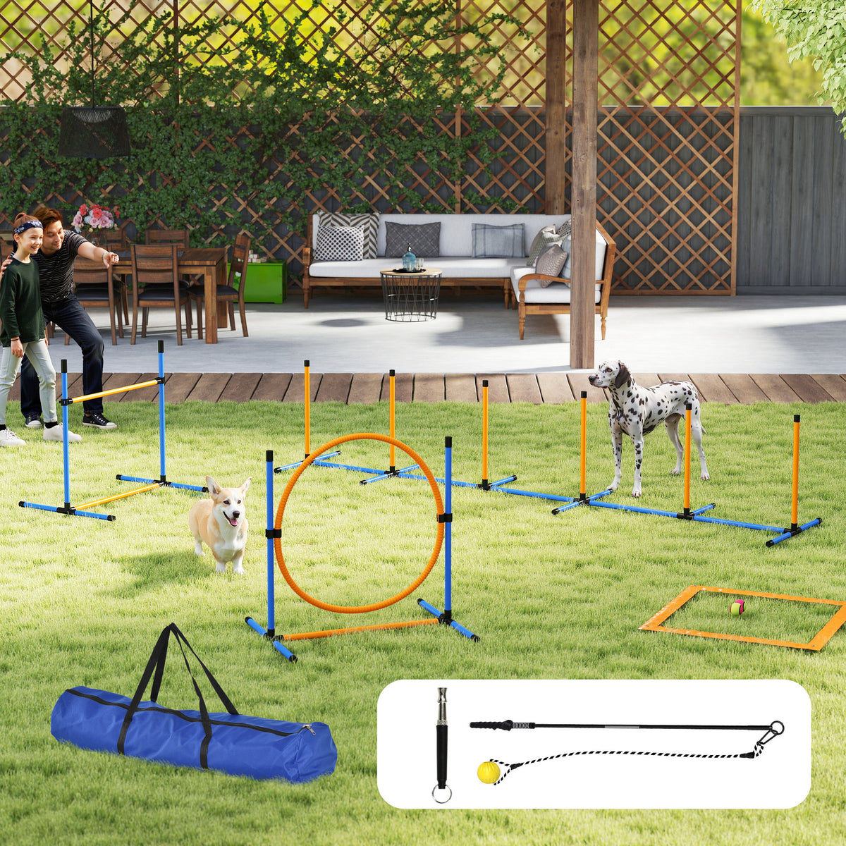 Agility-set hond 7-delig agility-uitrusting voor hondentraining insteekhordeset voor spel en training (2)