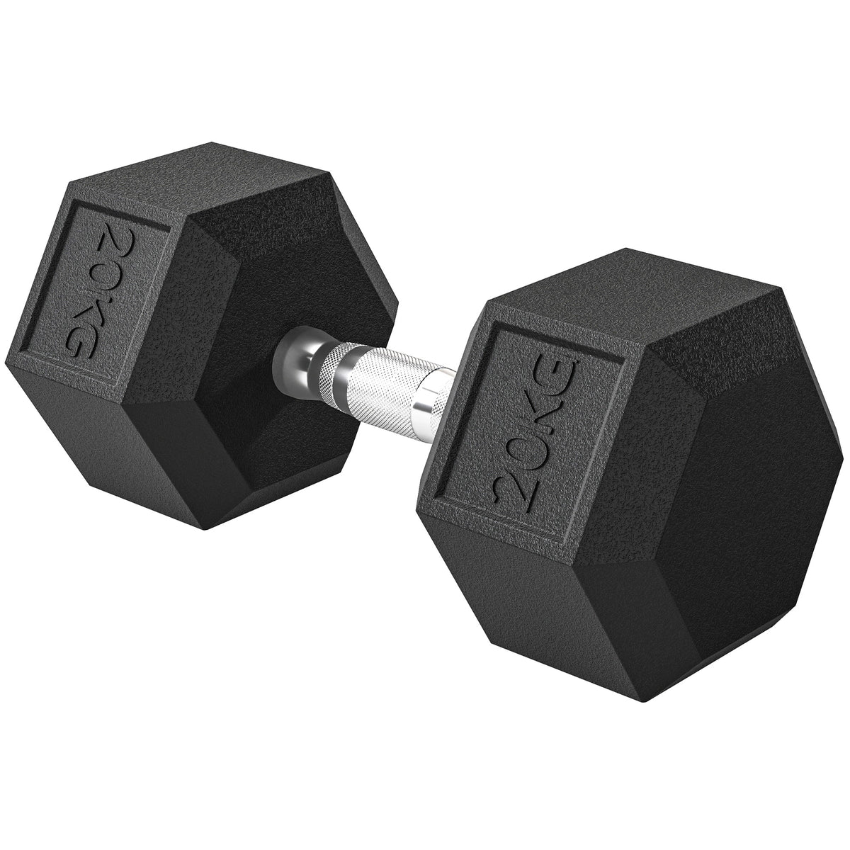 Halters met gekartelde greep, gietijzeren dumbbell, 1 x 20kg, dumbbells voor mannen en vrouwen, dumbbell voor