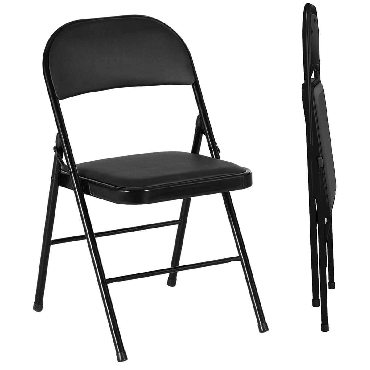 Set van 2 klapstoelen, draagbare bureaustoelen, metalen poten, klapstoel voor kantoor, receptie, wachtkamer