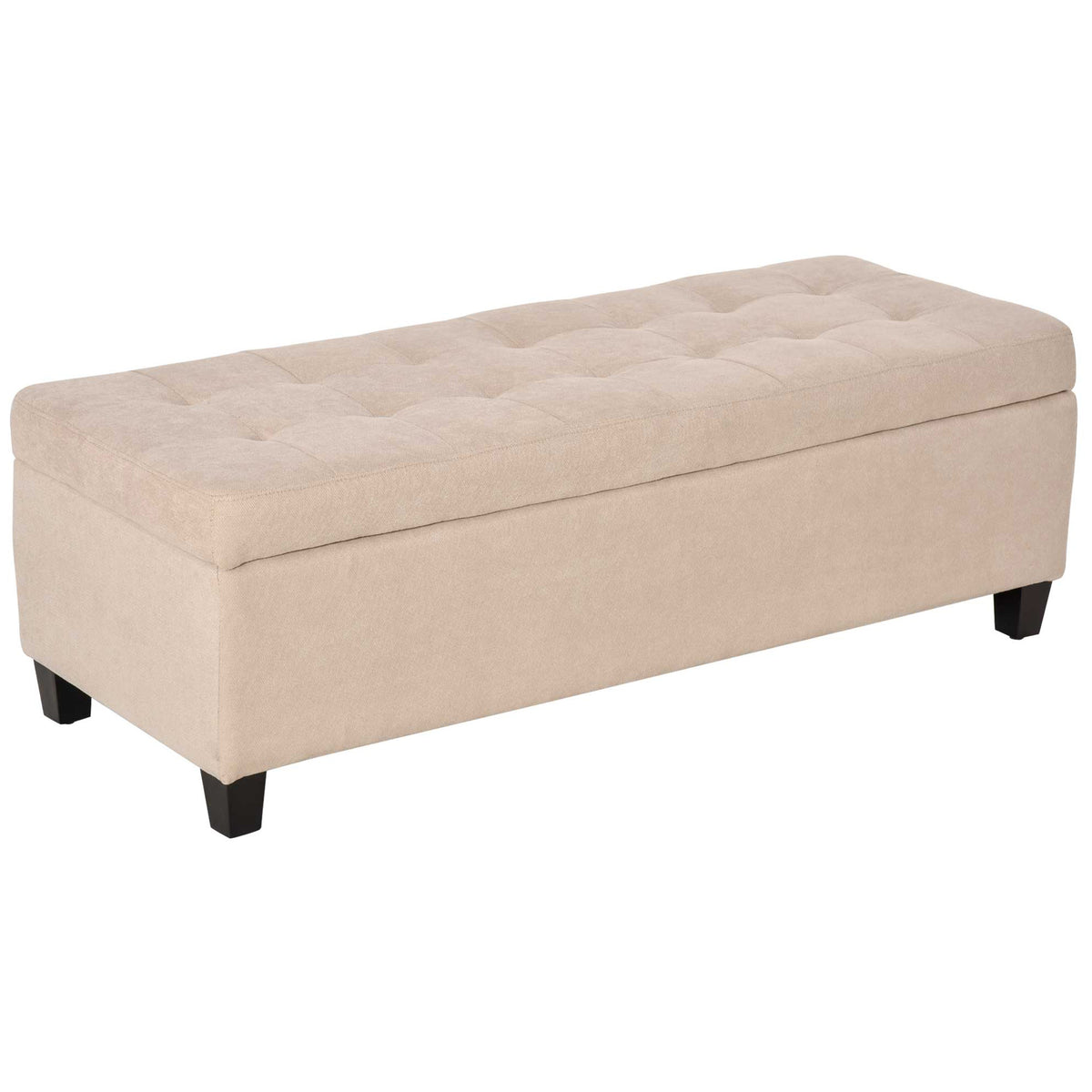 Gestoffeerde bank met opbergruimte, gecapitonneerd, tot 120 kg, 125 x 49 x 41,5 cm, beige