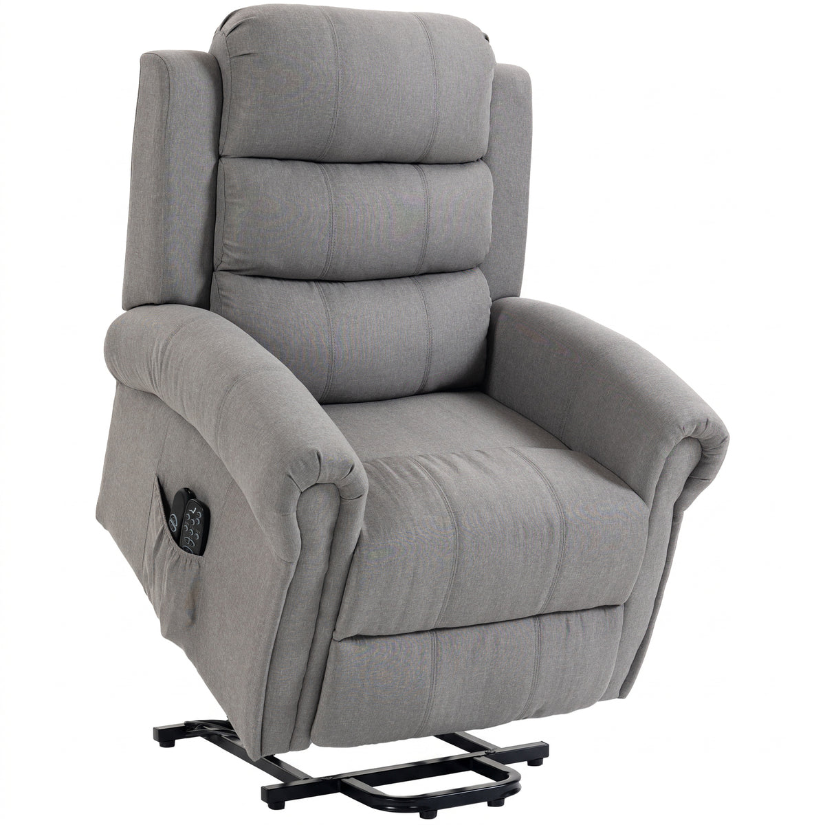 Massagestoel met sta-opfunctie, relaxfauteuil, vibratiekoppen, met kantelfunctie, linnenlook, lichtgrijs