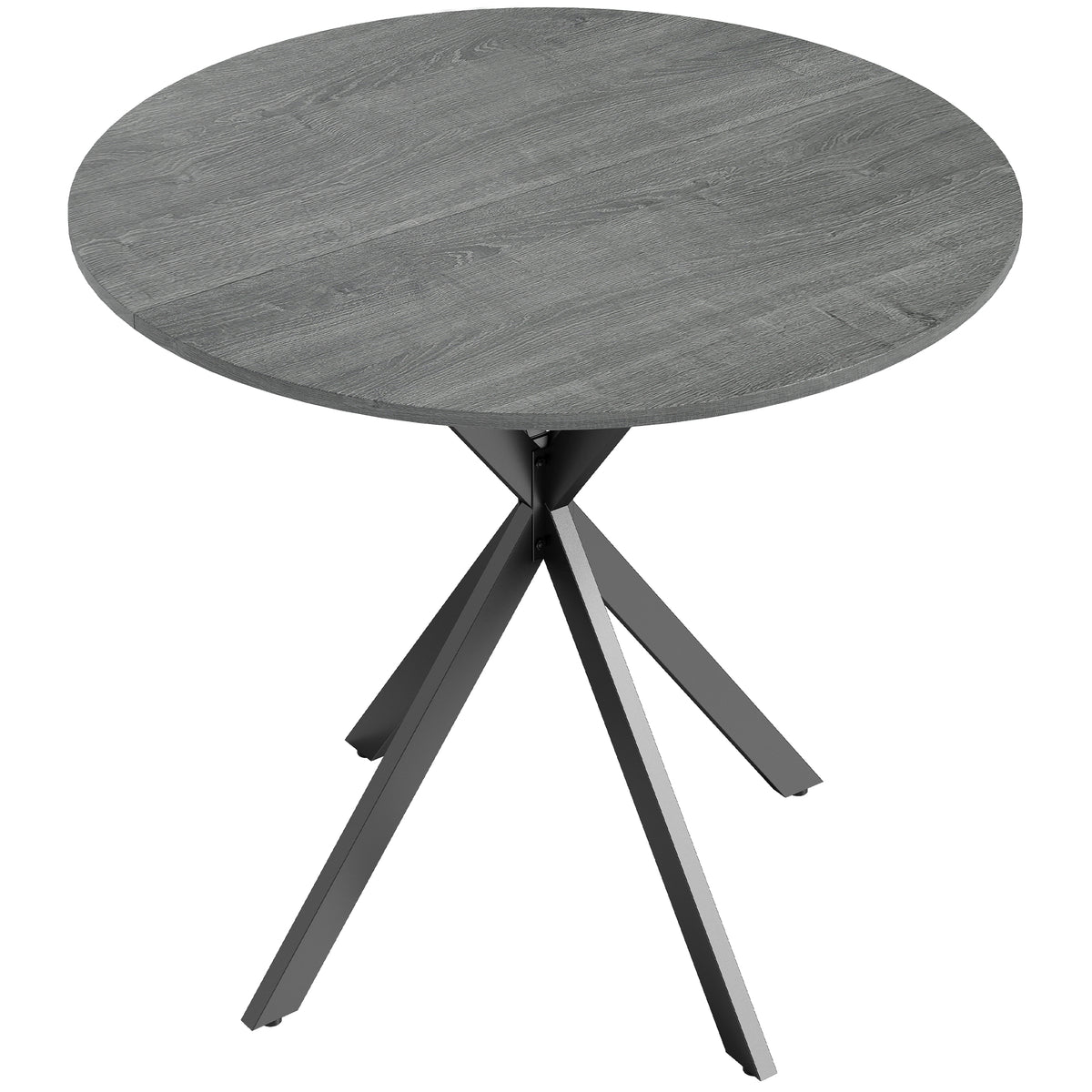 Ronde keukentafel, 80 cm, compact tafelblad, spaanplaat, metaal, grijs