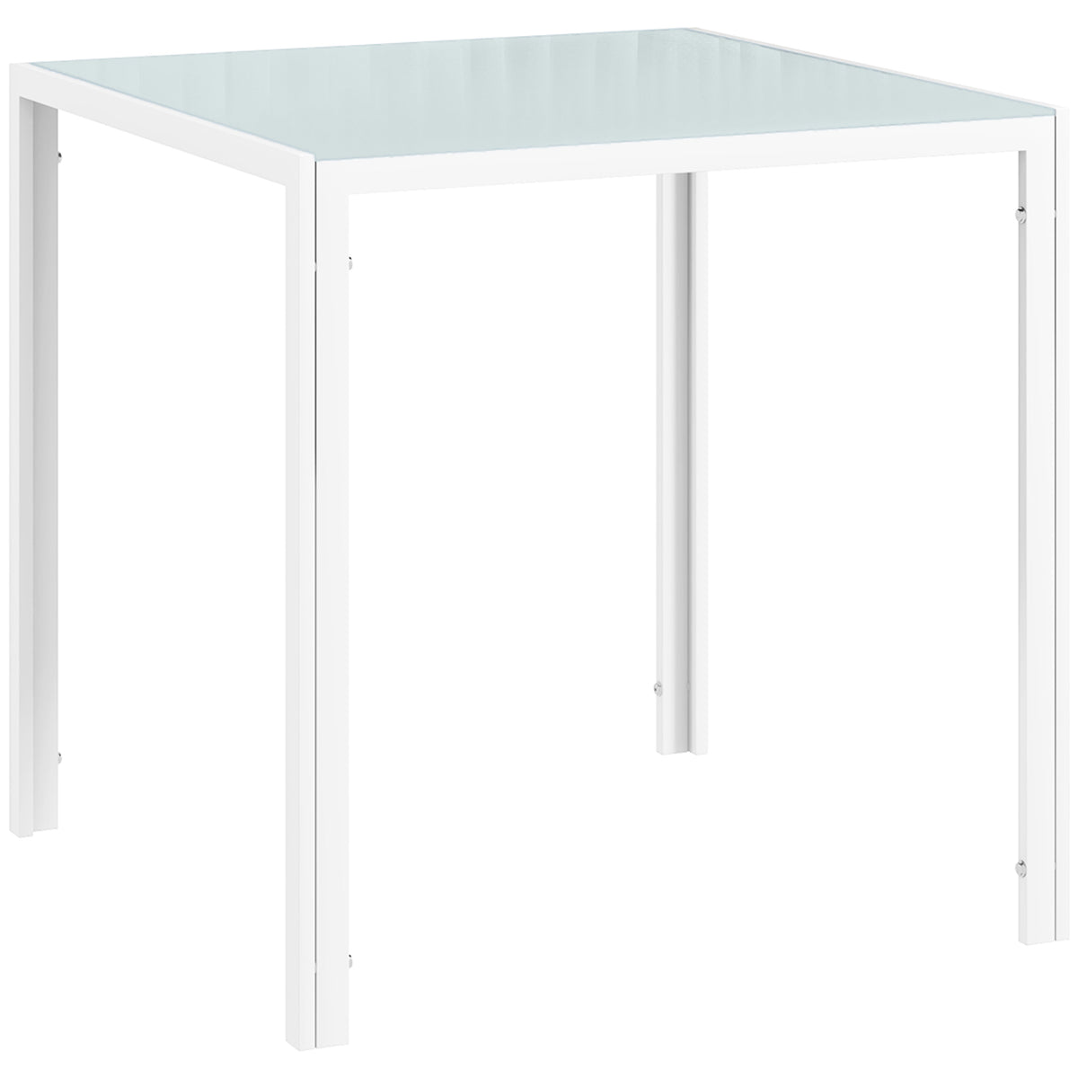 Vierkante eettafel voor 4 personen, tafelblad van gehard glas, voor keuken en eetkamer, 75 x 75 x 75 cm, wit