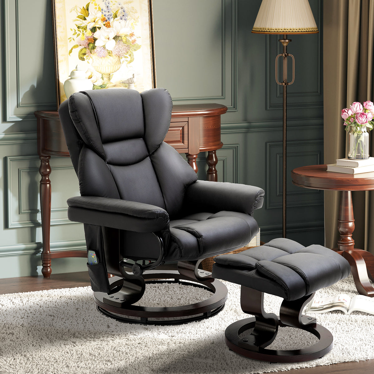 Relaxfauteuil met massagefunctie voetenbank ligfunctie kunstleer 79 x 82 x 101 cm (2)