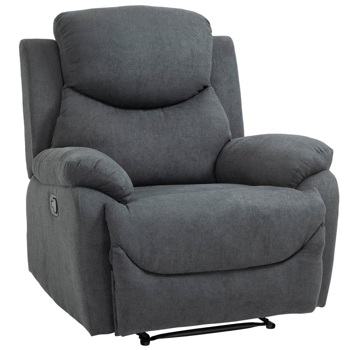 Fauteuil met ligfunctie voor woonkamer, 150° verstelbaar, linnenlook, donkergrijs