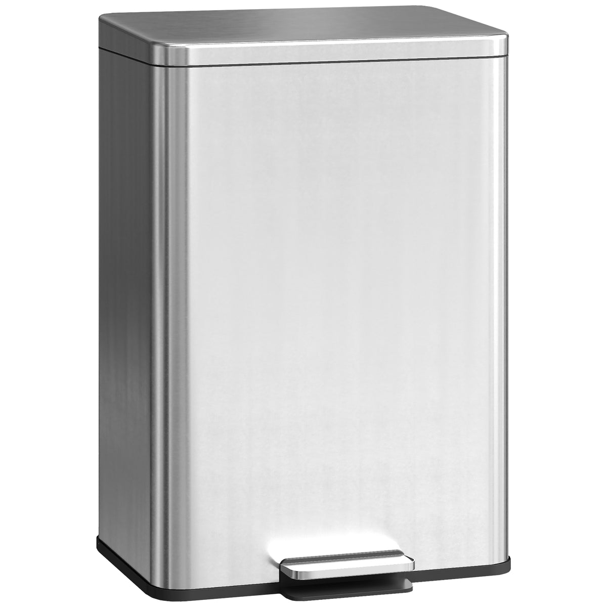 Afvalemmer 20 L pedaalemmer met softclose-deksel, pedaal, uitneembare binnenemmer zilver, 34,2 x 30,6 x 44,2 cm
