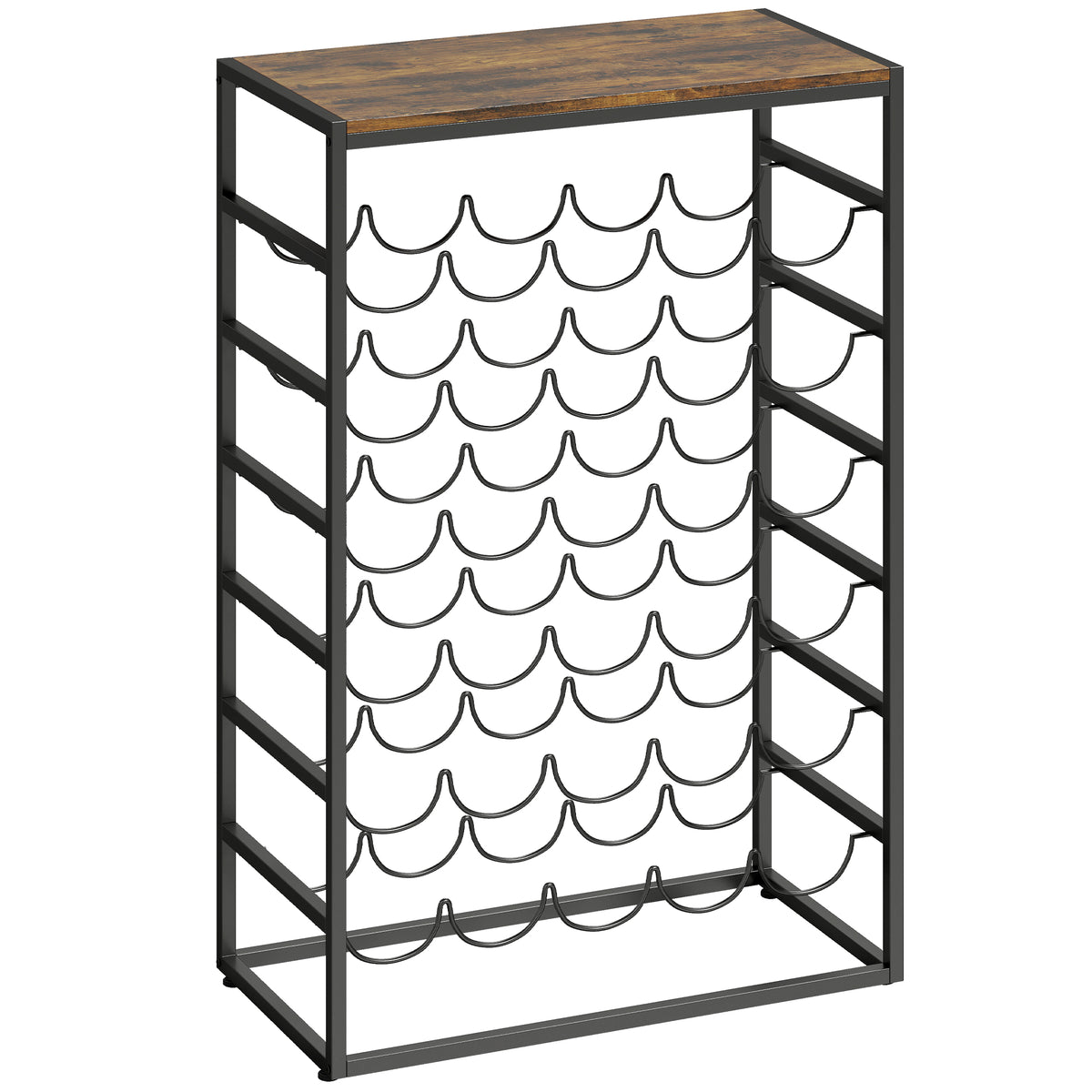 Wijnrek voor 30 flessen vrijstaand flessenrek van metaal voor kelder opslagruimte 59 x 30 x 88,5 cm rustiek