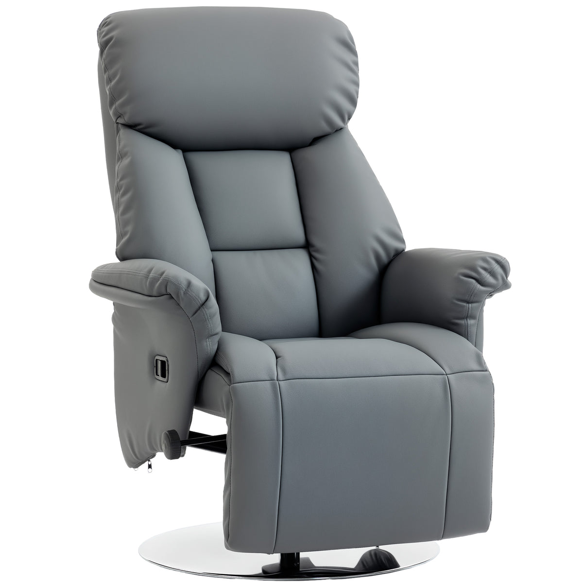 Relaxfauteuil, ligfunctie, lederlook, voetensteun, tot 120 kg, 78 x 80 x 109 cm, grijs