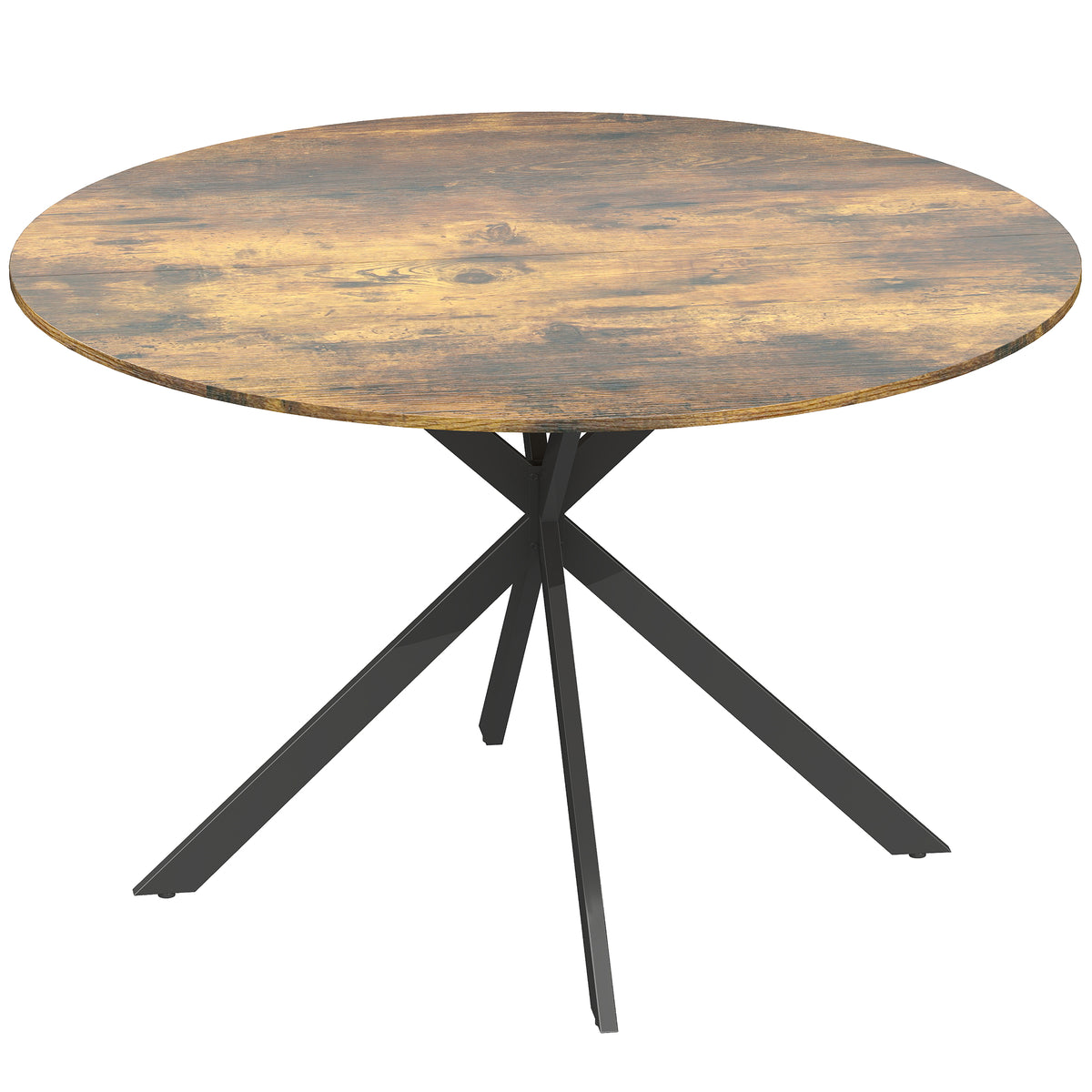 Ronde eettafel voor 4 personen, keukentafel in industriële stijl met stalen poten, voor eetkamer, keuken