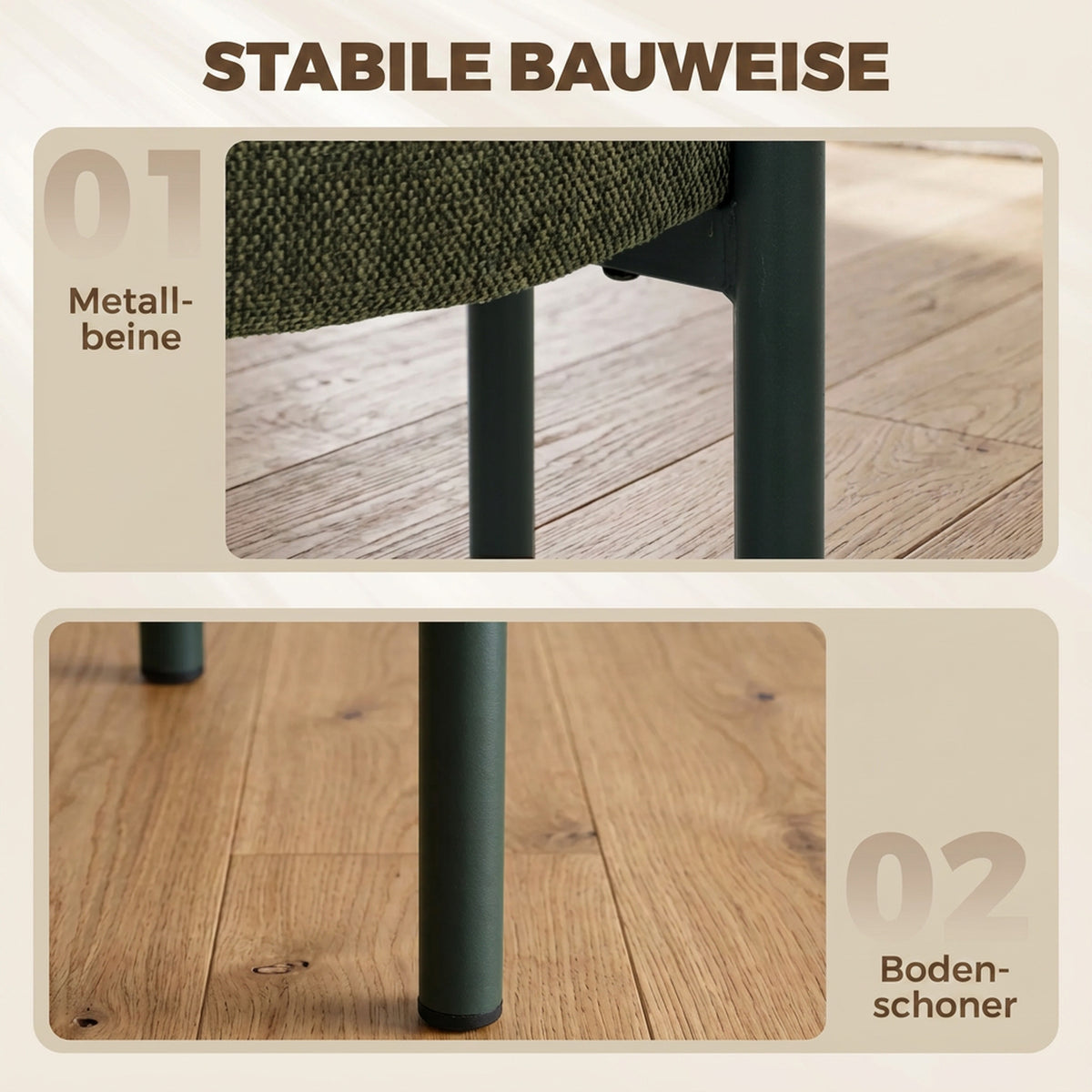 Eetkamerkrukken set van 4 stapelbare krukken met stalen poten, linnenlook voor eetkamer, woonkamer, keuken (7)